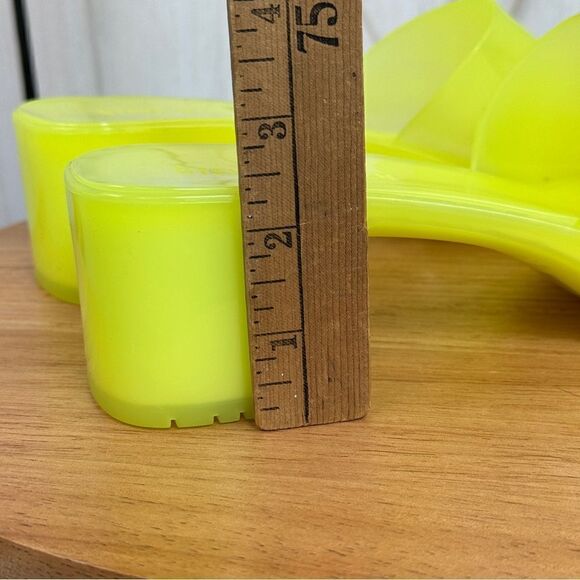 Steve Madden Harlin Chunky Jelly‎ Neon Slide Sandals Citron Yellow 9 Y2K - Picture 11 of 11